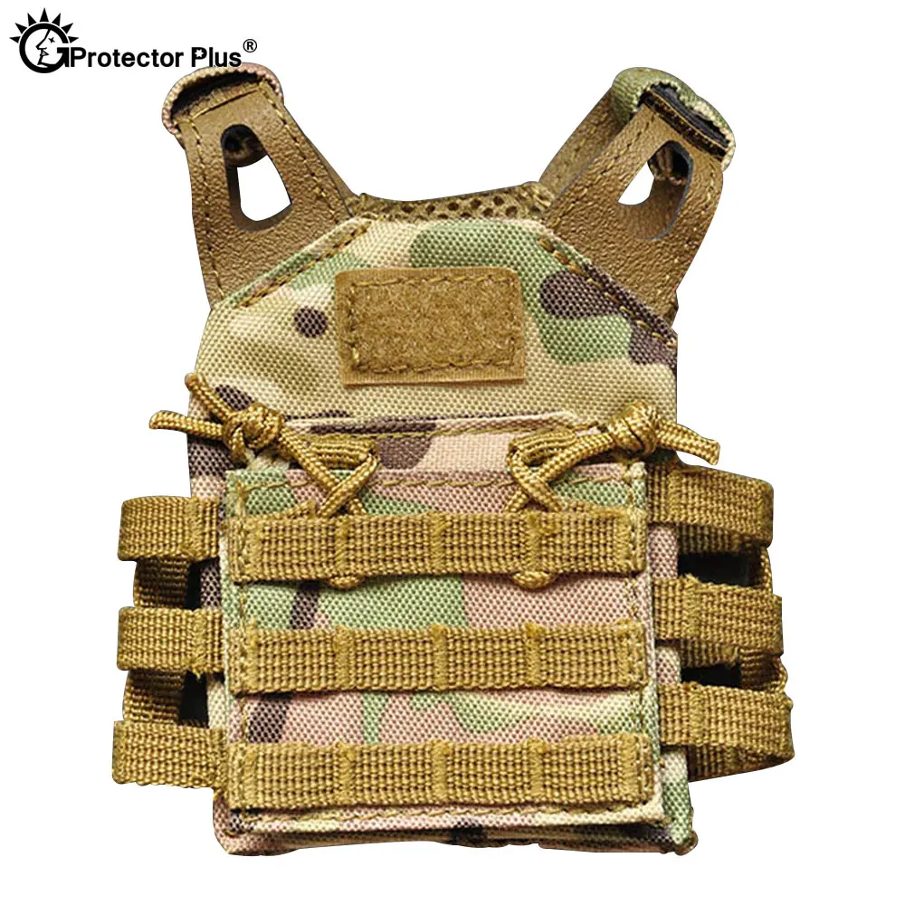 

PROTECTOR PLUS Military Molle Mini JPC Camo Tactical Vest Hunting Outdoor Adjustable Belt Magazine Ornament Pendant United State