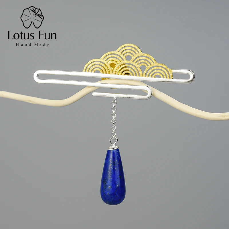 Lotus Fun реальные 925 пробы серебро Натуральный камень ручной работы Fine Jewelry