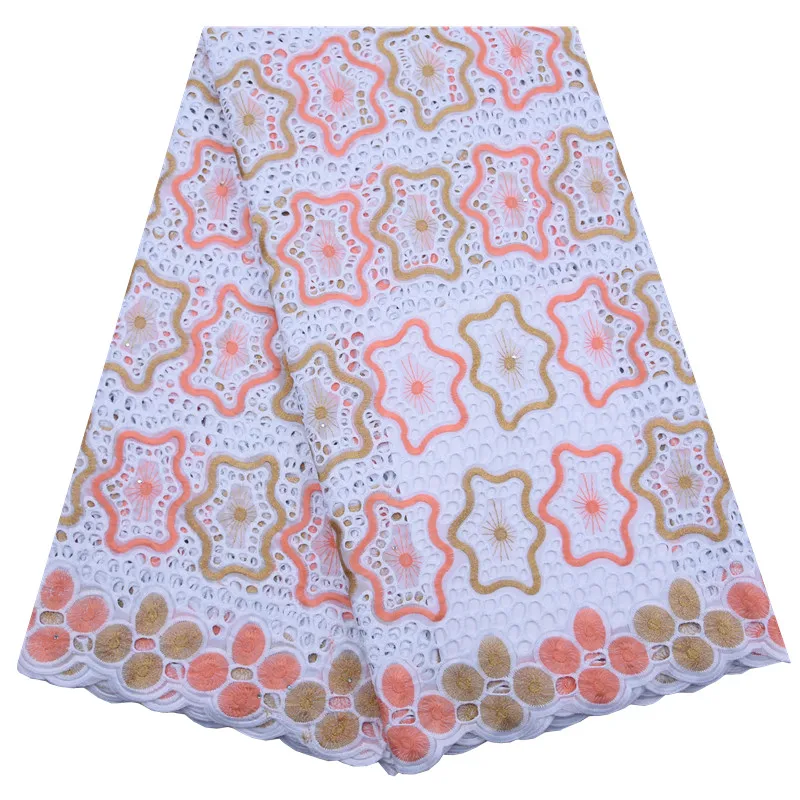 Модная африканская сухая хлопчатобумажная кружевная ткань Высококачественная