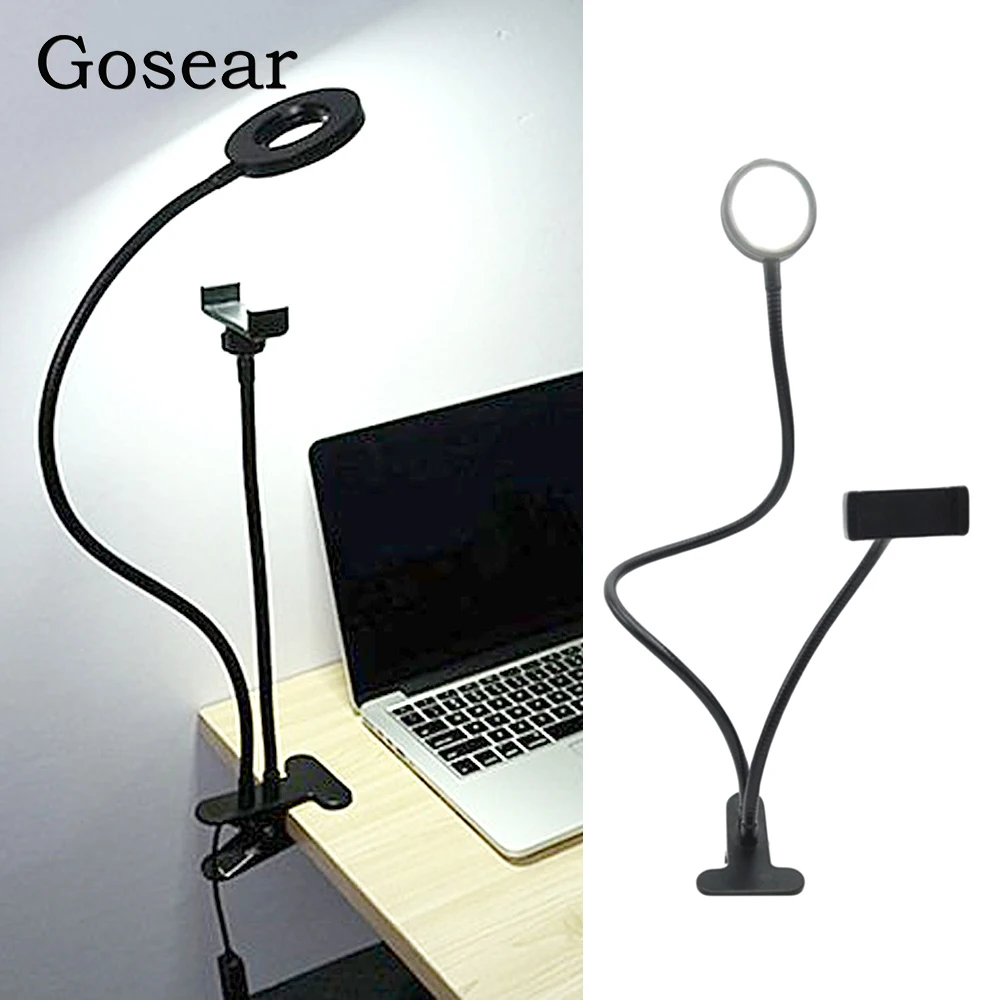 Gosear селфи кольцо свет клип на 360 Вращающийся с держателем телефона для прямого