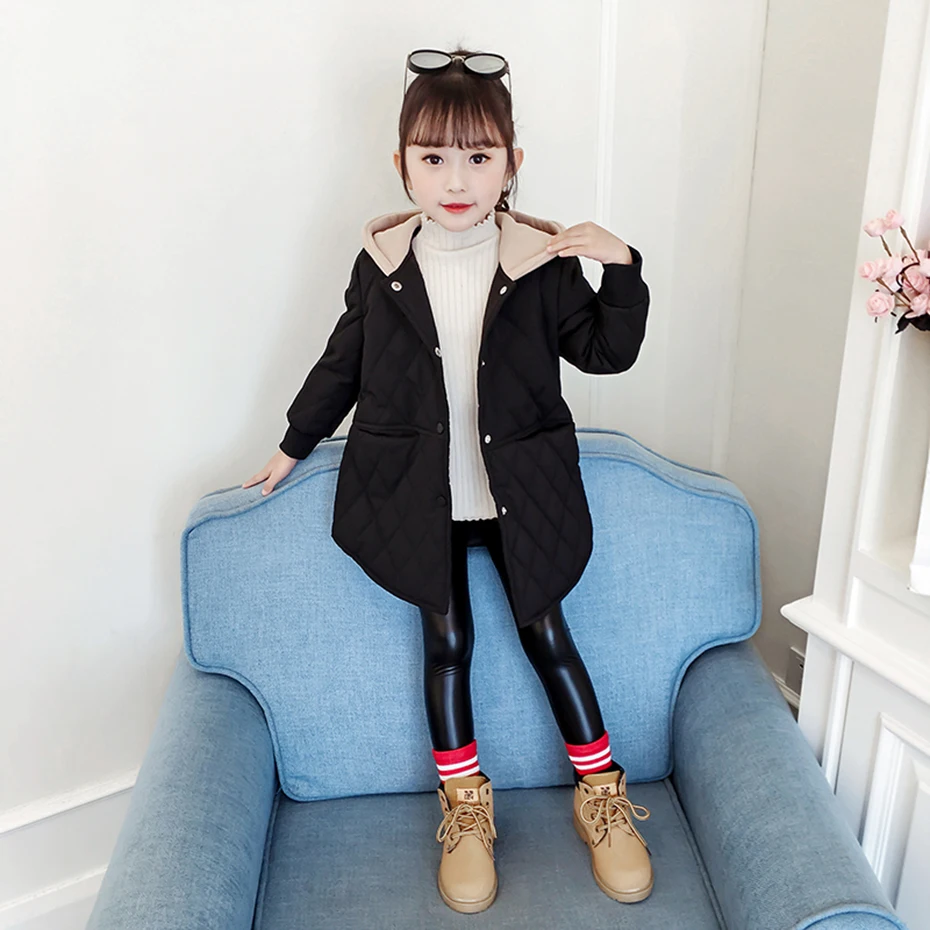 Пальто для девочек пальто с вышитыми буквами плотная теплая хлопковая куртка