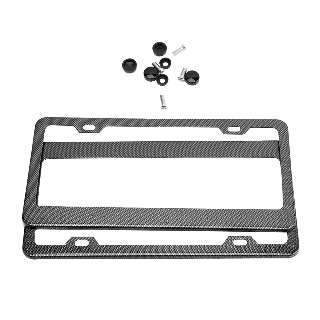 

2x2 Pieces Car Number License Plate Holder Mount Bracket Front/Rear Fiber Standard US Size