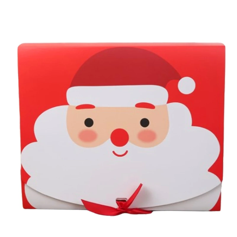 

20pcs Christmas Candy Cookie Treat Box with Bow Cartoon Santa Gift Paper Case