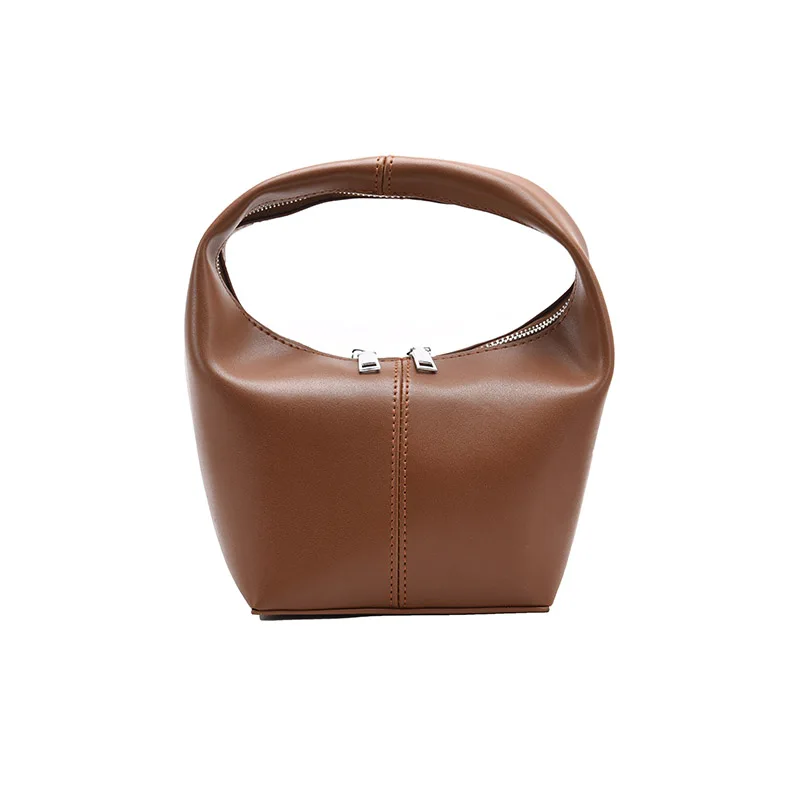 

Small Solid Color Soft PU Leather Tote Hand Bags for Woman 2021 Luxury Branded Fashion Ladies Zipper Handbags and Purses