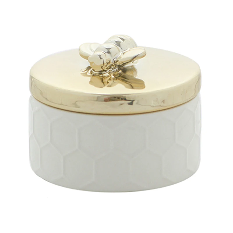 

American Ceramic Gold-plated Jewelry Storage Box Candy Storage Jar Desktop Trendy Decorative Ornaments