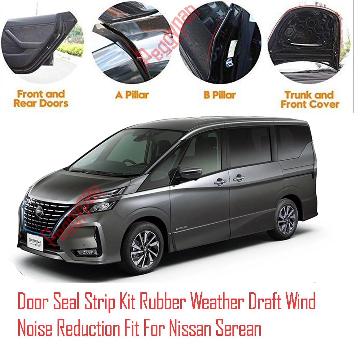 Door Seal Strip Kit Self Adhesive Window Engine Cover Soundproof Rubber Weather Draft Wind Noise Reduction Fit For Nissan Serean