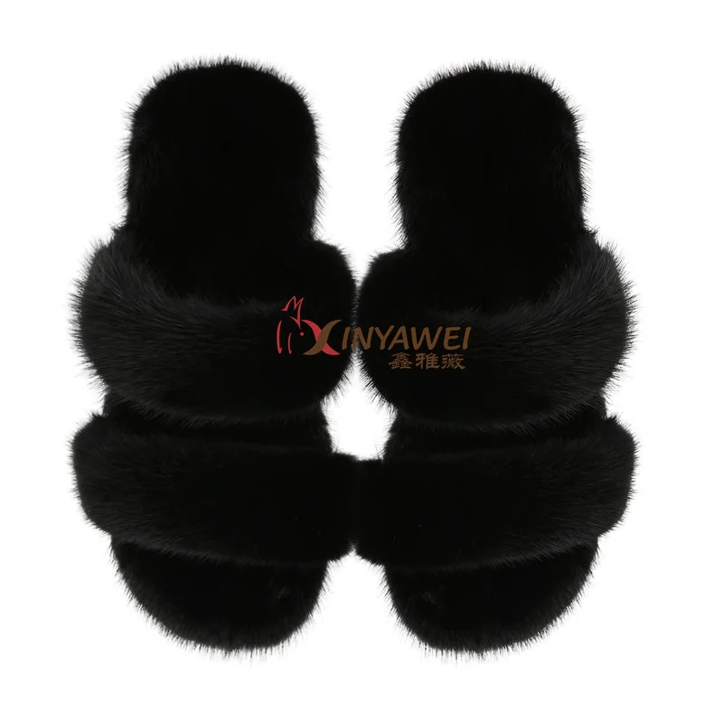 

100% норки; Женские меховые шлепанцы летние тапочки на плоской подошве; Домашние тапочки; Женские домашние сандалии женская обувь 2021 меховые ...