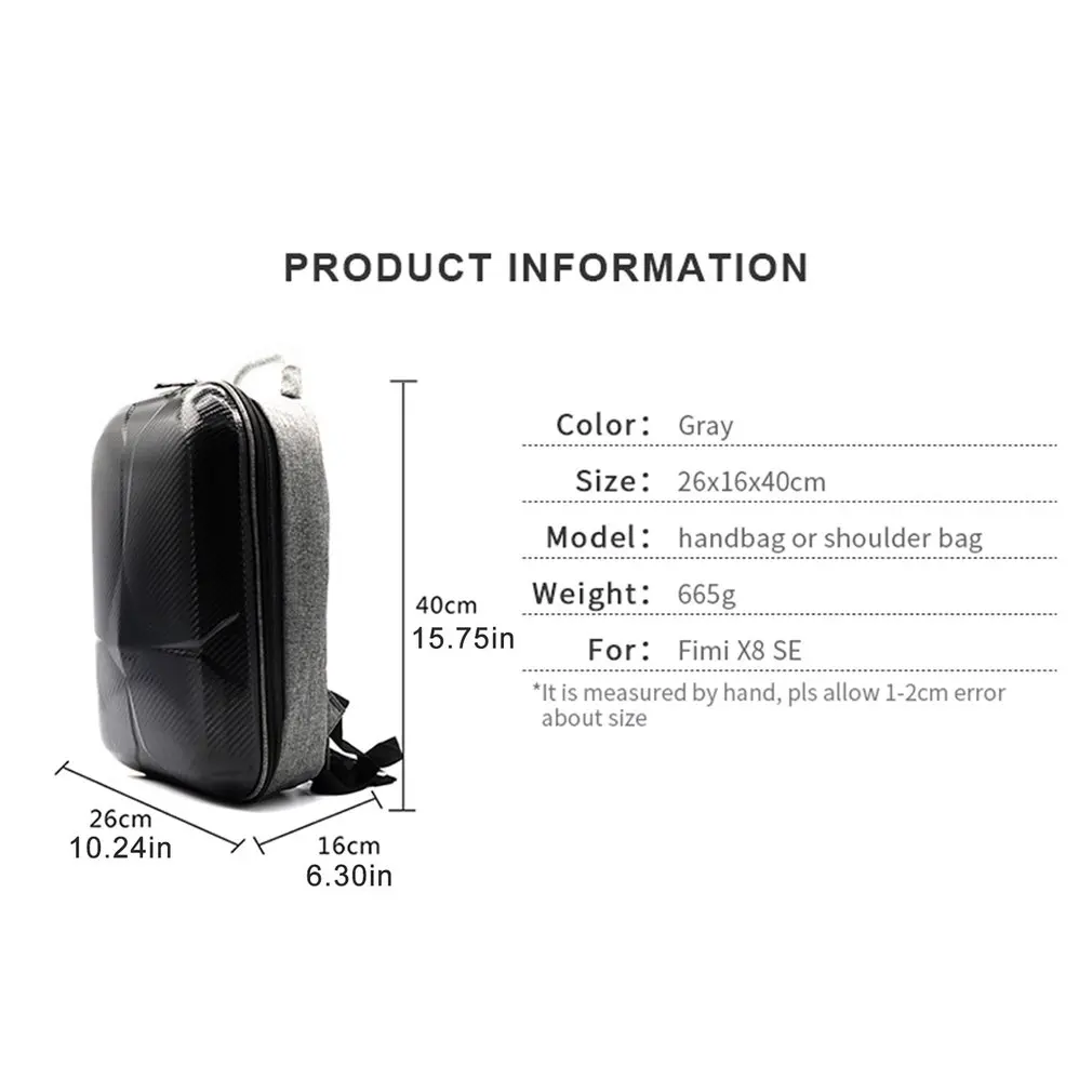 

Carbon Fibre Waterproof Hard Shell Backpack Bag Outdoor Portable Hard Shell Drone Storage Shoulder Bag for X8SE