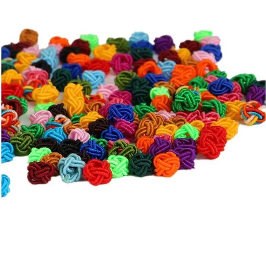 Бусины-пуговицы веревочные цветные 80 шт. 6 мм |