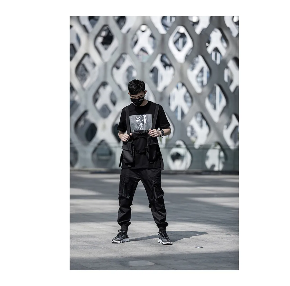Светоотражающие Techwear Марка NEW FASHION Hi Street десант Для мужчин, спортивные штаны для бега черный гранж