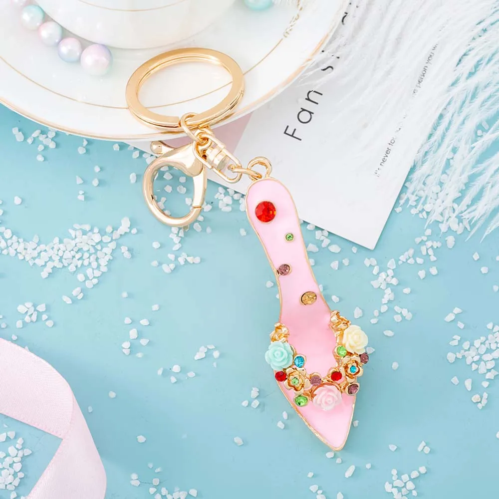 1 шт. мини милые брелоки на высоком каблуке розы Кристалл обувной брелок модная