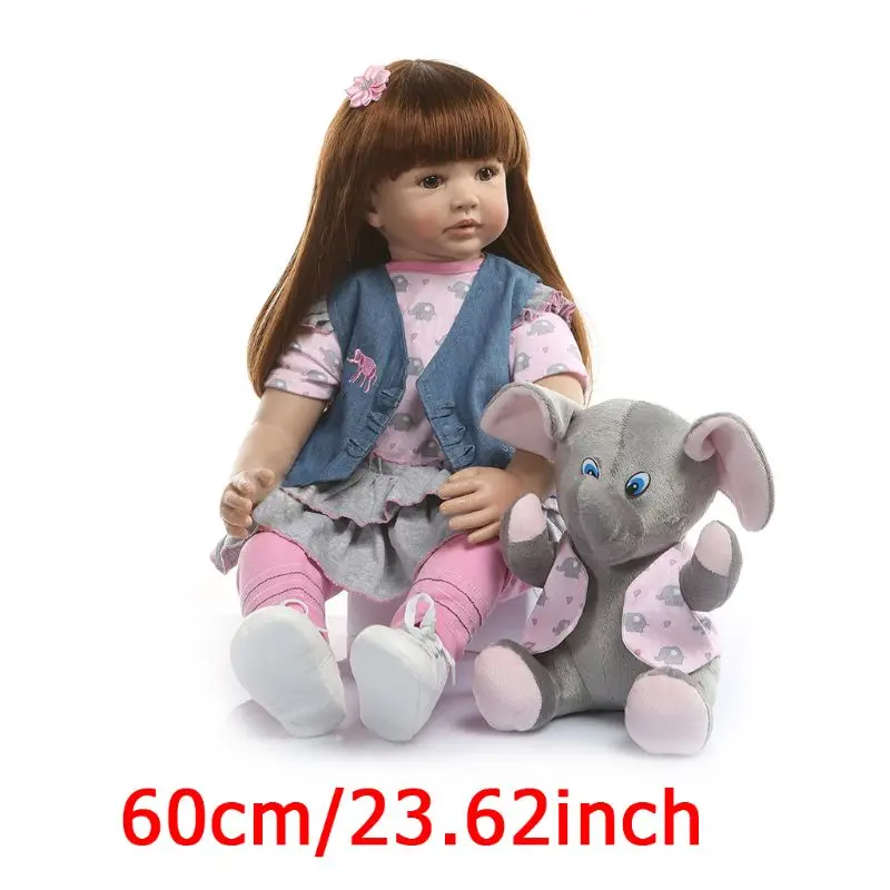 

60cm Realistic Silicone Vinyl Newborn Babies Toy Girl Princess Clothes Elephant Lifelike Handmade Gifts