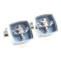 new arrivals fashion letter cufflinks mens shirt charm tourbillon square cufflinks automatic mechanical cufflinks watches