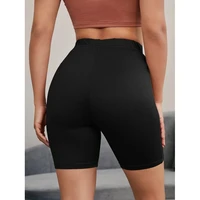 summer shorts thin fitness casual solid high waist biker shorts women slim knee length bottoms black cycling shorts streetwear