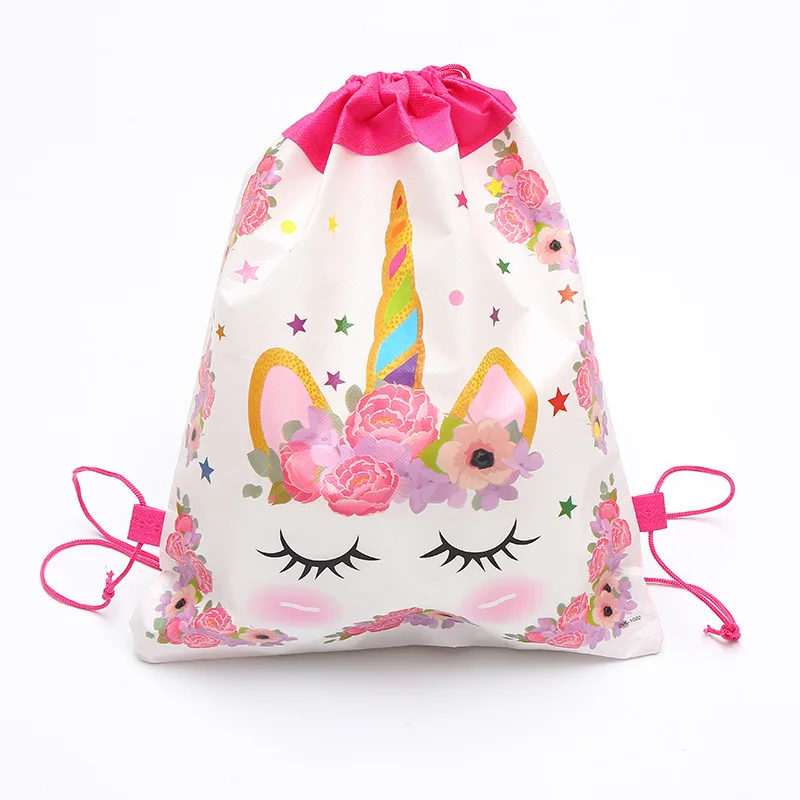

8/16/24/50PCS Unicorn Drawstring bag for Girls Travel Storage Package School Backpacks Children Birthday Party Favors skull bag