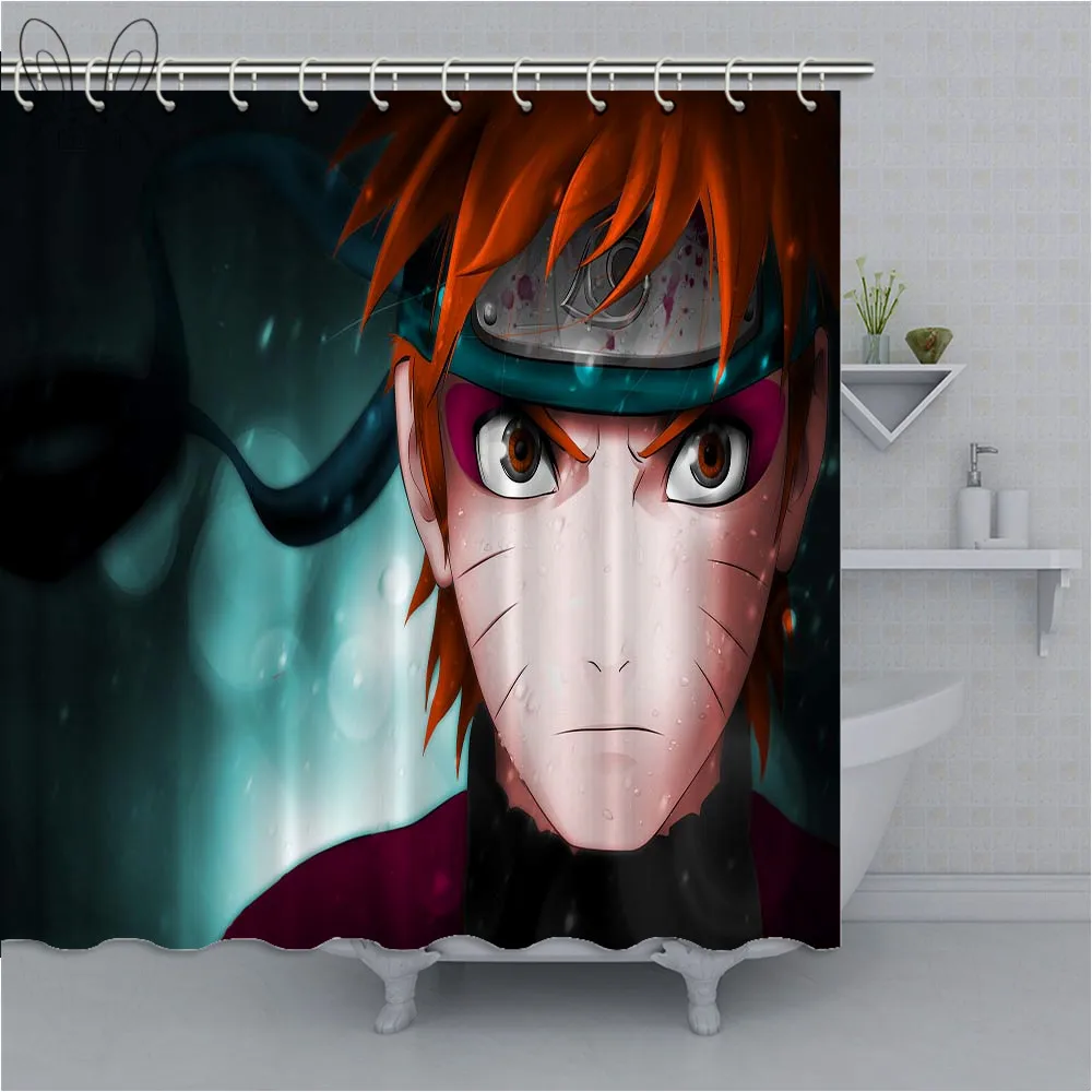 Uchiha Sasuke Naruto Shippuden Fabric Shower Curtain Waterproof Mildewproof Bathroom Shower Curtains For Decor With Sets