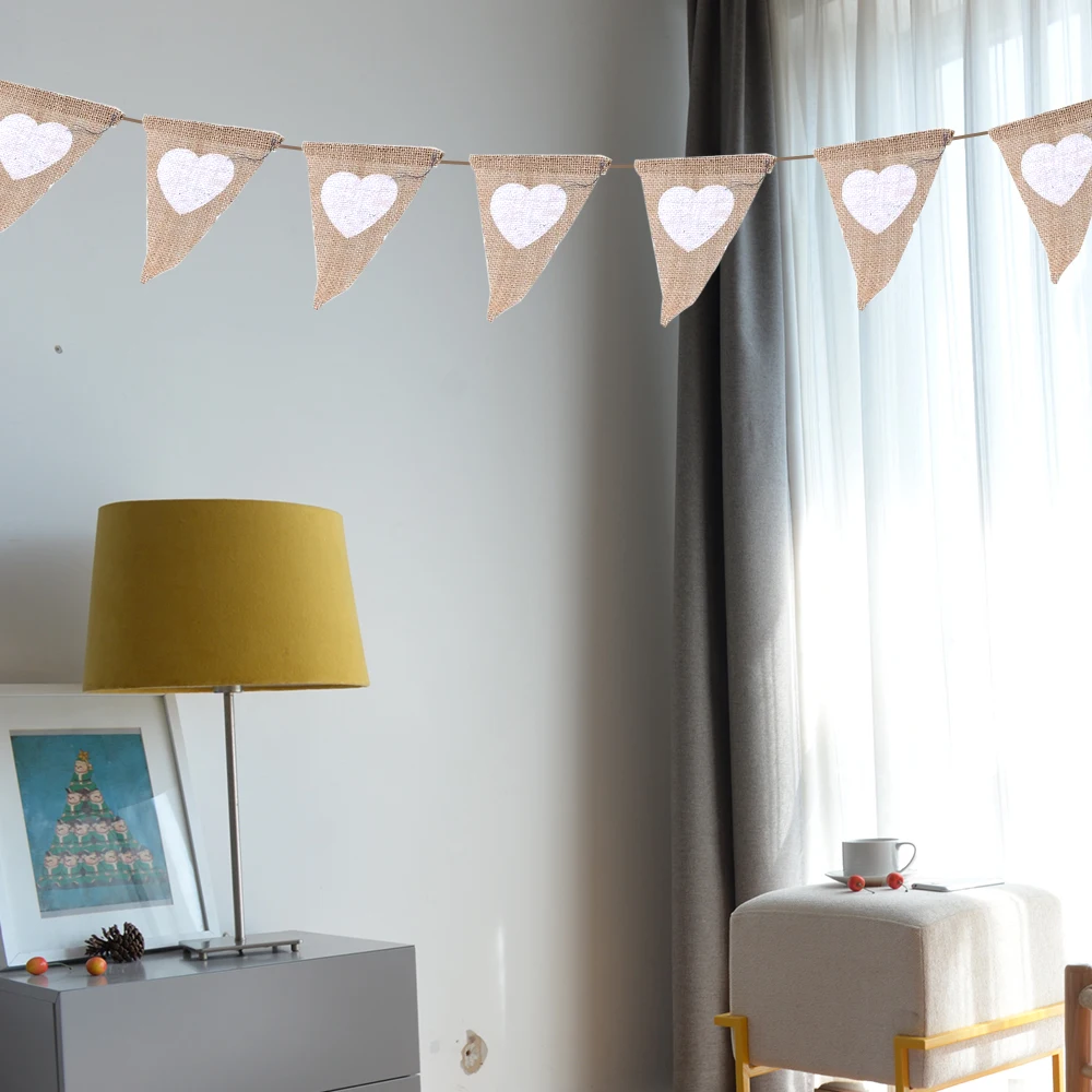 

13pcs/Set Love Heart Linen Pennant Banners Bridal Shower Wedding Decoration Birthday Party Signing Table Decors Party Supplies