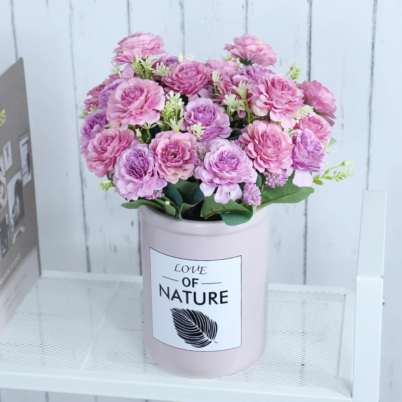 Искусственные цветы высокое качество украшение для свадьбы дома белый Букет