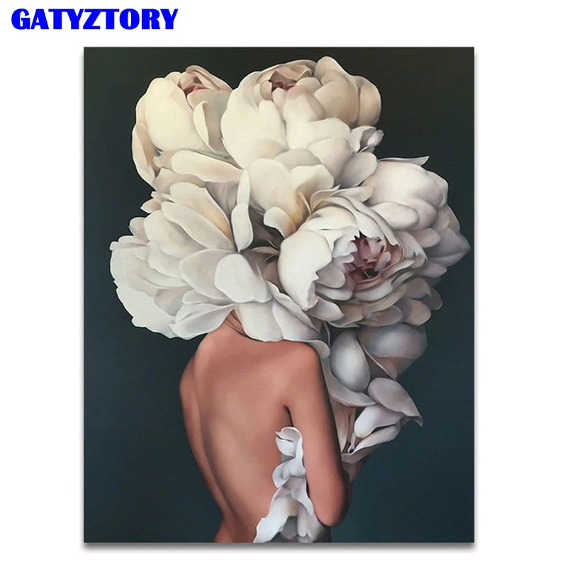 

GATYZTORY масляная краска по номерам Цветы для женщин Рисование по номерам Diy абстрактная фигурка подарок Настенная картина для домашнего декор...