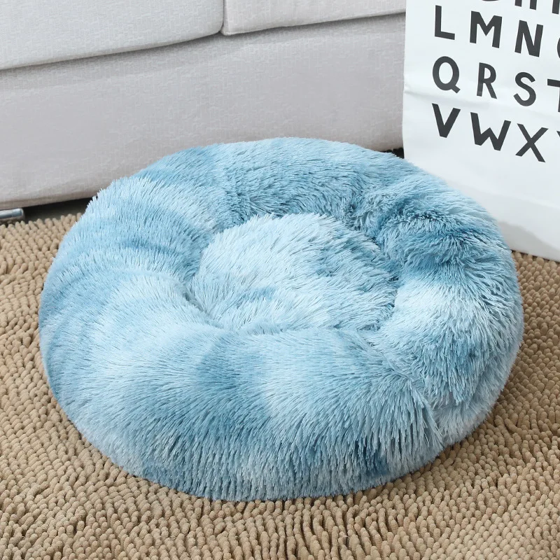 rainbow blue 1 Супер мягкая кровать для питомца питомника собака Круглые Солнцезащитные очки «Зима, теплый спальный мешок из удлиненного плюша в стиле «Щенячий Подушка Мат Портативный Товары для кошек 46/50/60 см - Цвет: rainbow blue 1