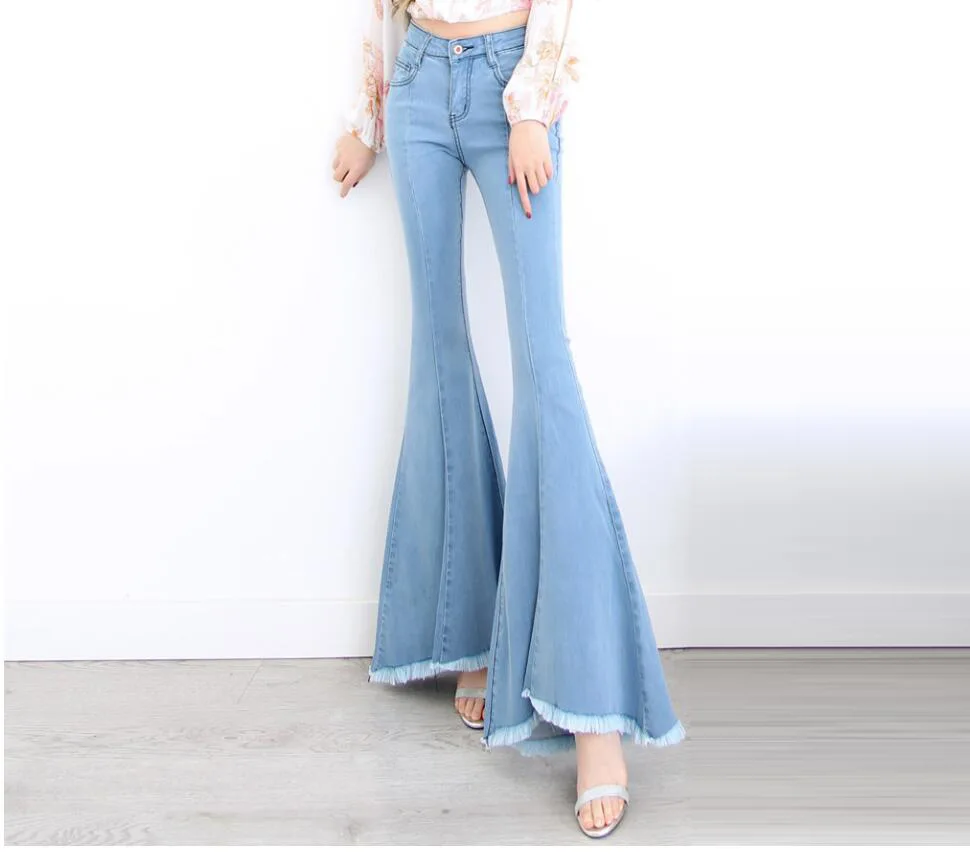 Новинка расклешенные джинсы для женщин Подиумные в ретро стиле обтягивающие