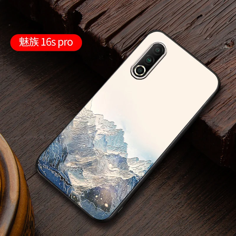 Рельефный Винтажный чехол в китайском и японском стиле для Meizu 16S PRO 16SPRO Snow Mountain