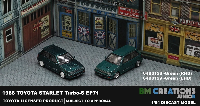 

BM Creations 1:64 Toyota 1988 Starlet Turbo-S (EP71) Green Diecast Model Car