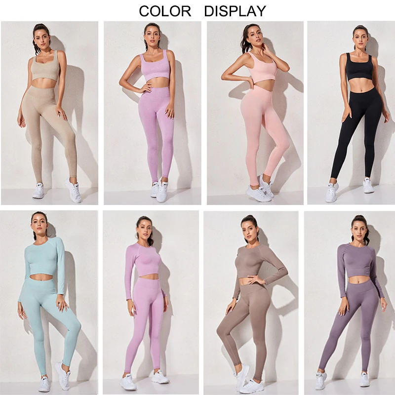 Бесшовный комплект для йоги спортивный бюстгальтер штаны из 2/3 предметов женская