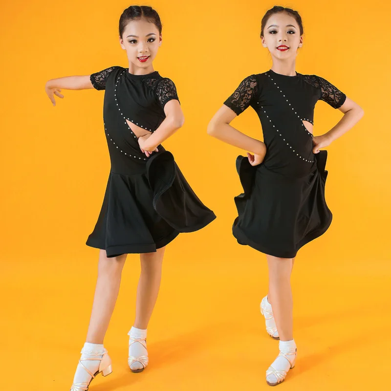 Children Professional Latin Dance Dress for Girls Ballroom Competition Dresses kids Modern Waltz/tango / Cha Costumes | Детская одежда