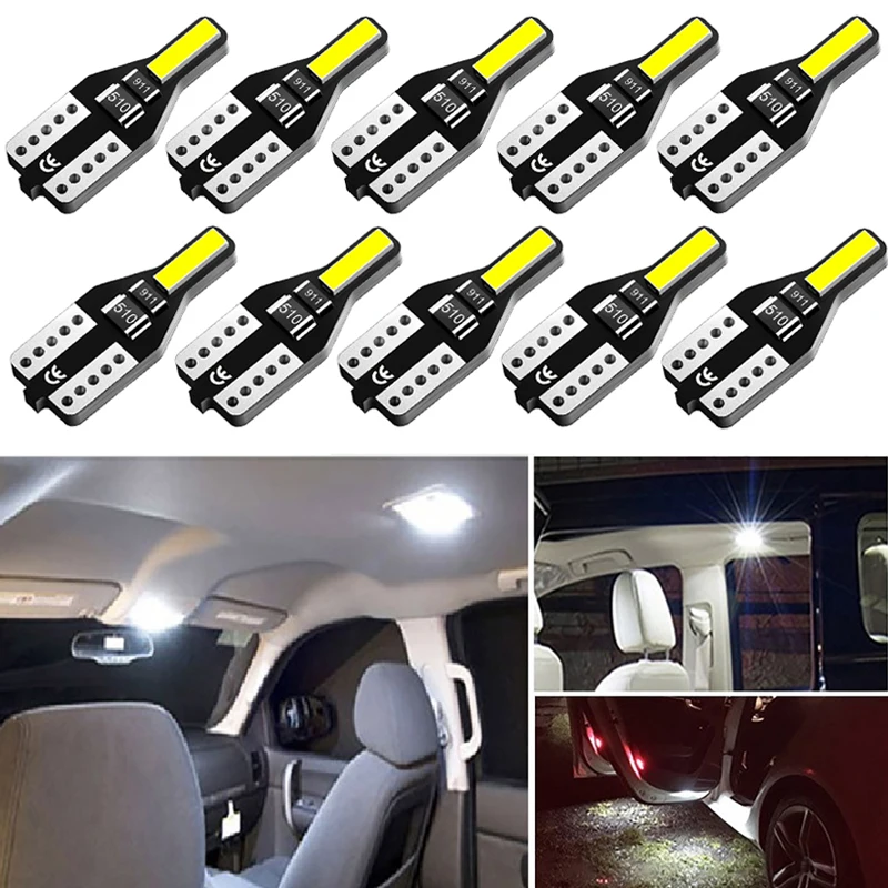 10Pcs W5W T10 LED Canbus Light Bulbs for mini cooper r56 golf mk7 kia ceed renault scenic 2 toyota prius mk3 citroen | Автомобили и