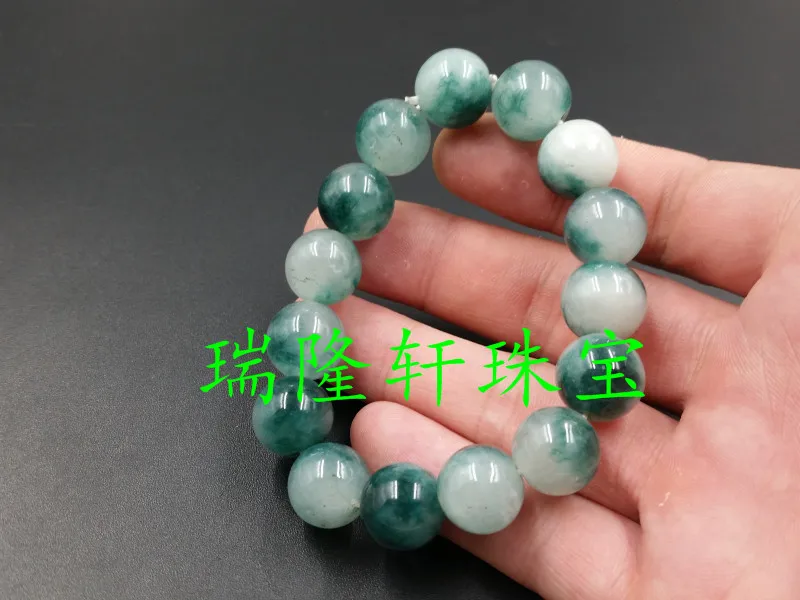 Natural Emerald Round Bead Bracelet Fashion emerald floating flower bracelet 14mm hand string Jades | Украшения и аксессуары