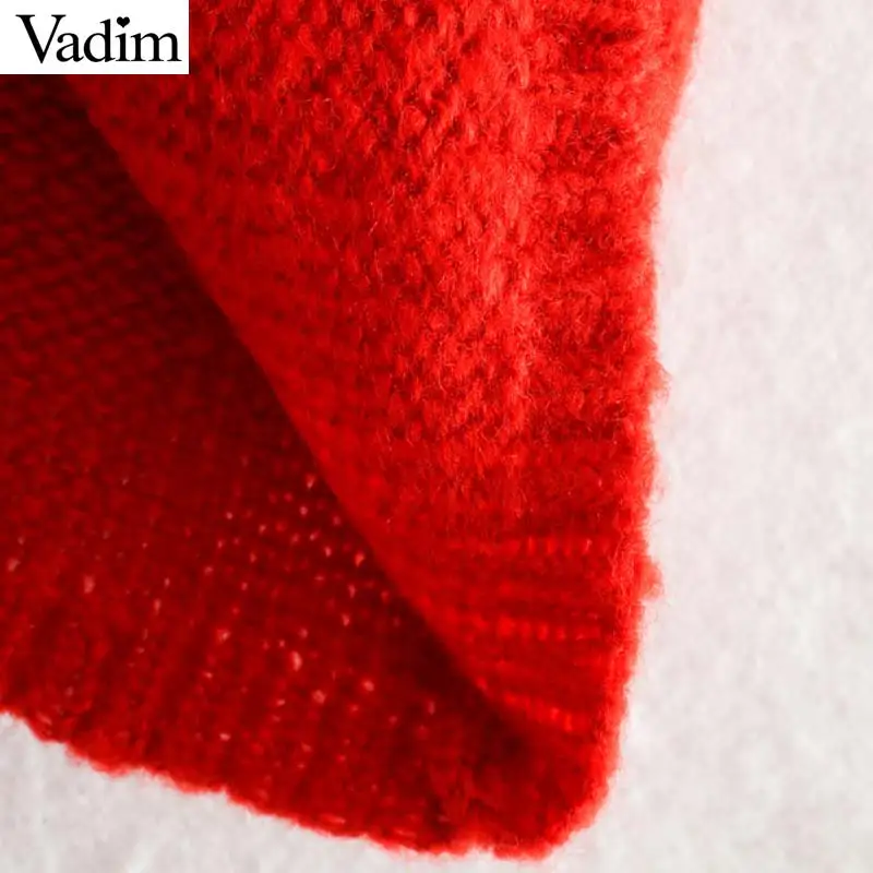 Vadim women stylish patchwork knitted sweaters long sleeve O neck elastic pullovers female outwear chic warm tops HA621 | Женская одежда