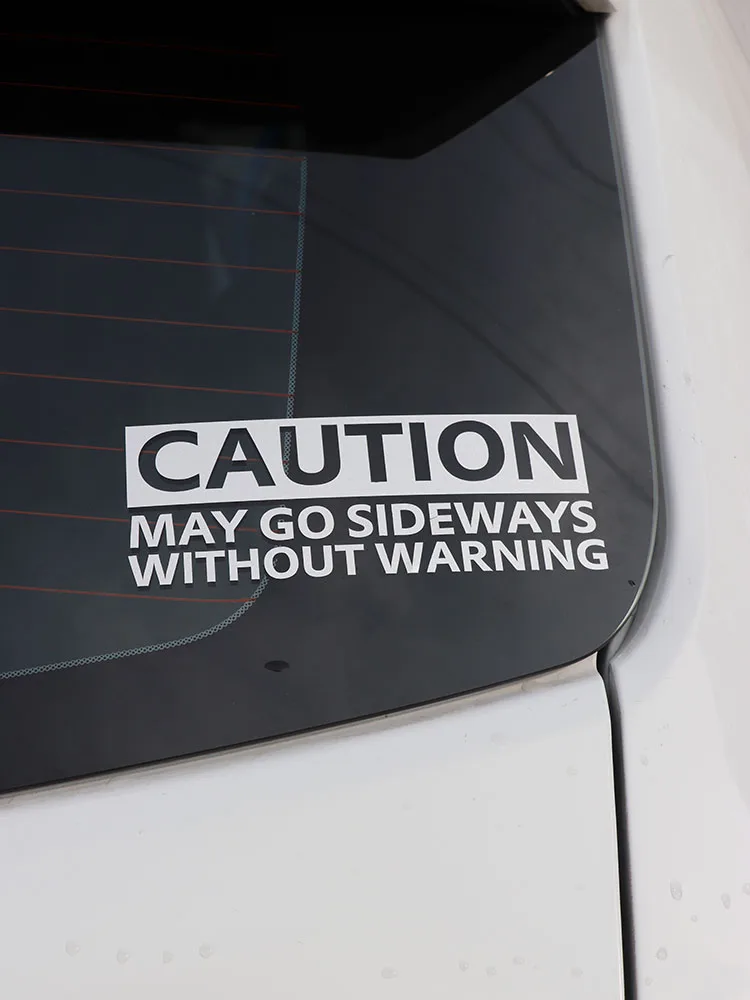 

ZTTZDY 17CM*6.5CM Caution May Go Sideways Without Warning Vinyl Decal Car Sticker Black Silver ZJ2-0286