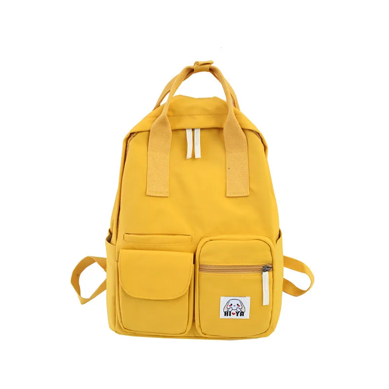 

Canvas Shoulder Back New Canvas Wear-resistant Schoolbag Solid Color Student Schoolbag