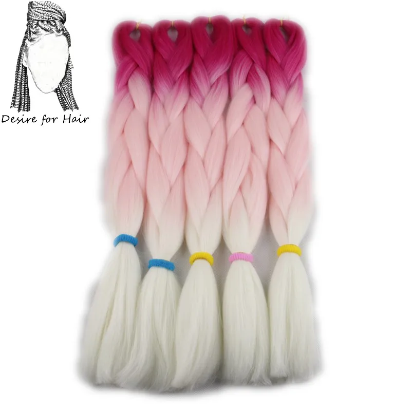Desire for hair, 1 упаковка, 24 дюйма, 100 г, синтетические огромные косички, цвет Омбре, черный, серый, бордовый, косички для наращивания волос - Цвет: 6/613