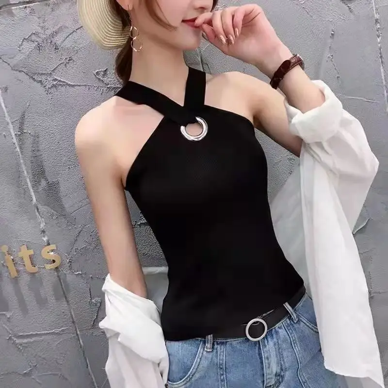 

Large Size 80-200 Kg Sling Bottoming Vest Women'S Summer 2021 New Careful Machine Top With A Halter Vest