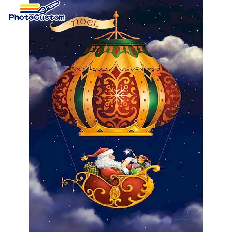 

PhotoCustom Acylic Paint By Numbers Santa Claus wall decor on canvas HandPainted Picture by numbers For adult Home Decor Gift