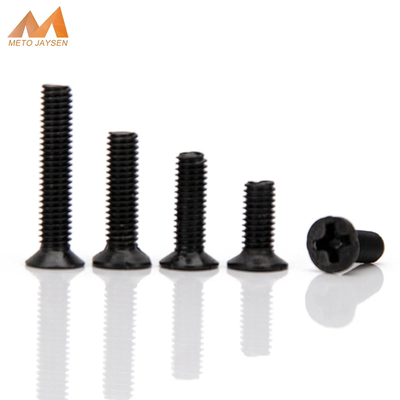 

M2-M3 Black Zinc Countersunk Head Phillips Screw Cross Recessed Machine Screw Phillips Head Metric Bolts Length 3mm-16mm