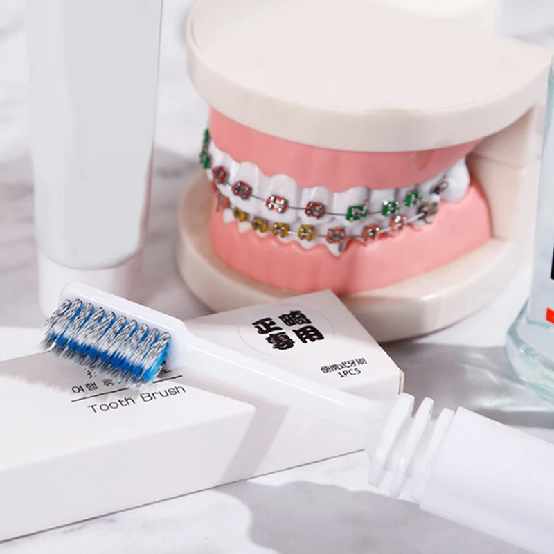 1 шт. портативная компактная складная зубная щетка с бамбуковым углем для