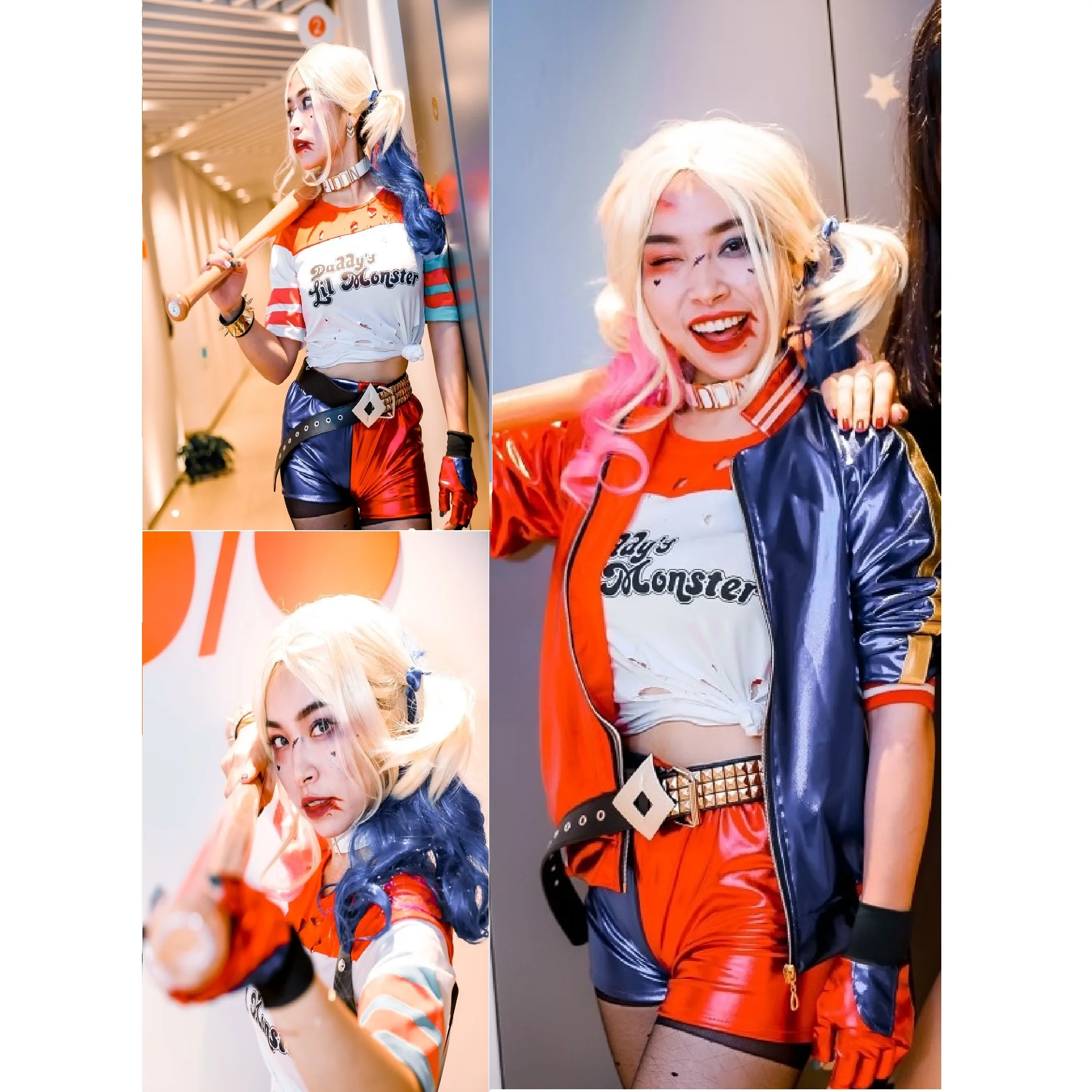 Костюмы для косплея Харли из отряда Квинна футболка пальто куртка брюки браслет