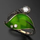 Кольца женские, с зелеными листьями, для девочек-подростков