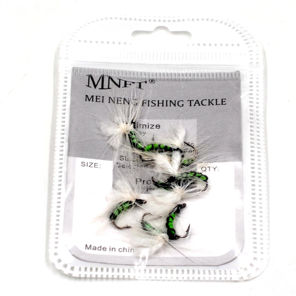 

MNFT 6PCS 11# Pure White Wing Nymph Fly Fishing Bait Fishing Hook Dry Fly Lures