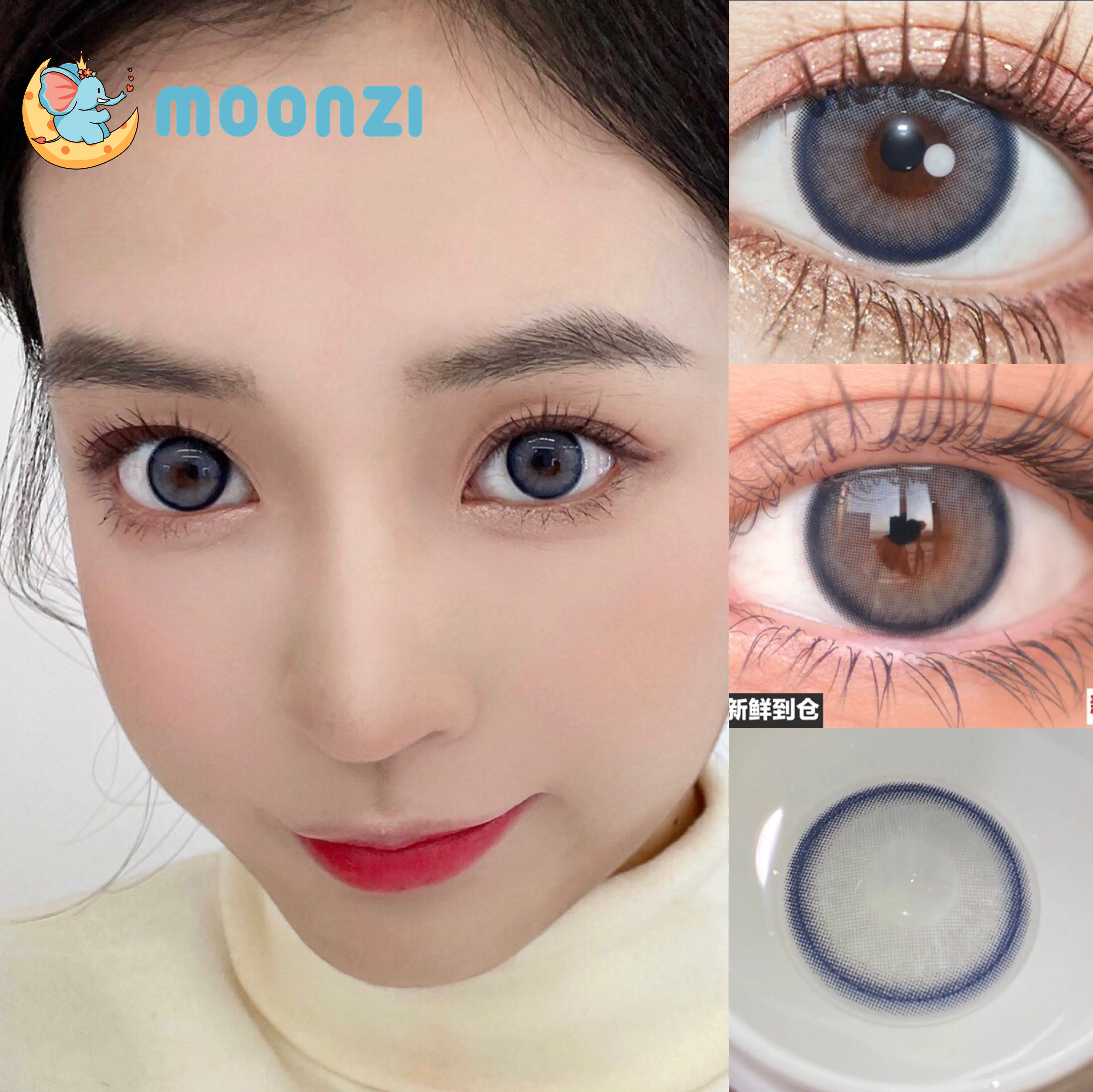 

MOONZI LILY blue gray exclusive unique contact lens small beautiful Pupil Colored Contact Lenses for eyes Myopia prescription