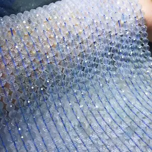 Голубой топаз, Круглые граненые 2345 мм для изготовления ювелирных изделий сделай сам, 14 дюймов, бусины FPPJ, оптовая продажа, природный камень