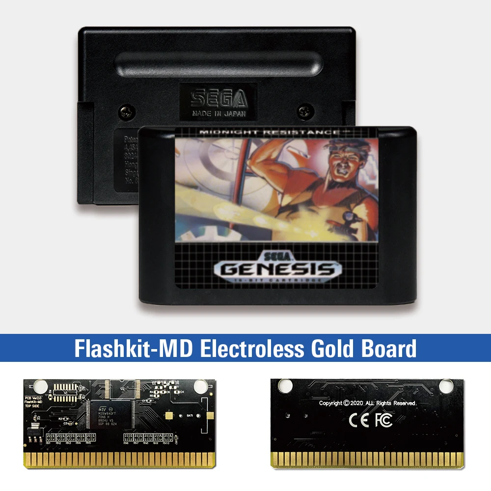 

Midnight Resistance - USA Label Flashkit MD Electroless Gold PCB Card for Sega Genesis Megadrive Video Game Console
