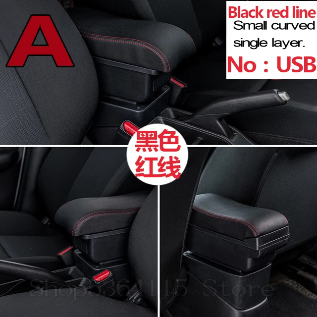 Black red line Ящик для хранения центральной консоли для Citroen C4 хэтчбек 2004-2010 подлокотник 2005 2006 2007 2008 2009 автомобильный стиль - Название цвета: Black red line