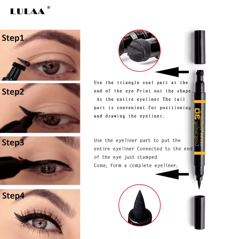 Горячая подводка для глаз кошачий Макияж инструмент двойная головка Водостойкая