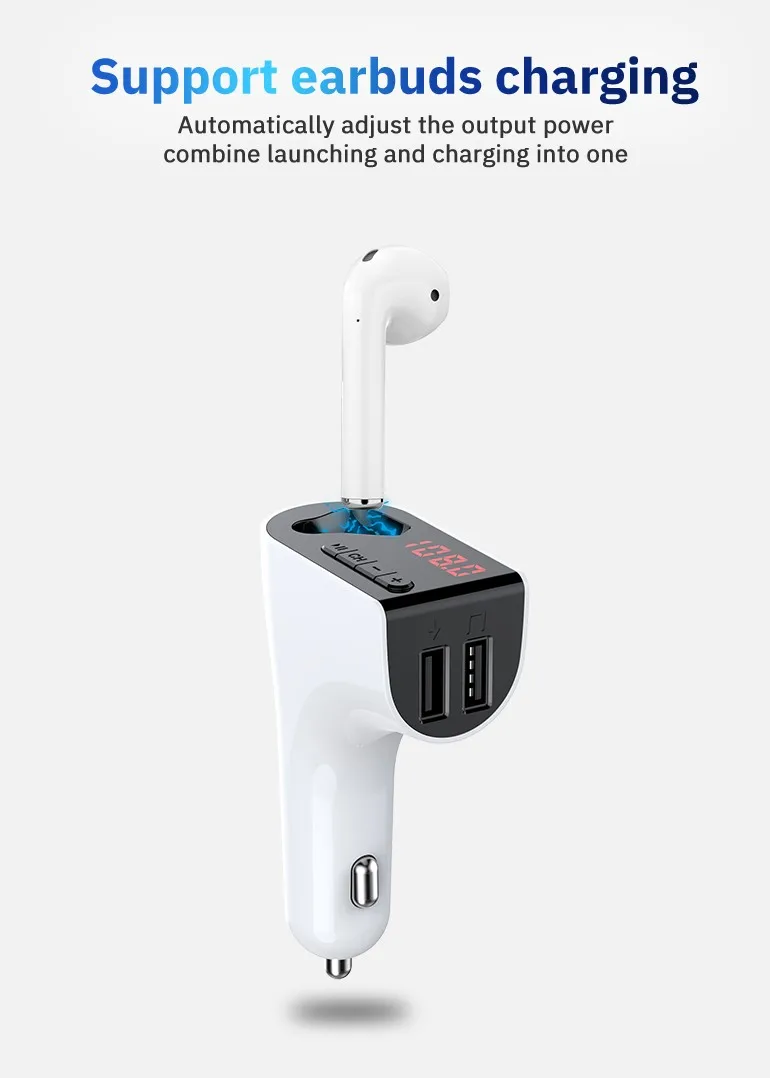 Автомобильный FM-трансмиттер PITMEN Bluetooth-гарнитура с функцией Hands-Free MP3-плеером USB Type-C