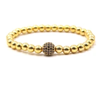 trendy 6mm hematite stone bead bracelets bangle pave cz ball bracelet for menwomen diy classic charm jewelry