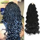 Синтетические удлинители волос, волнистые Сенегальские косички с кудрявыми концами, Омбре, цветные вязаные косички для богини для женщин, 35 нитейупаковка